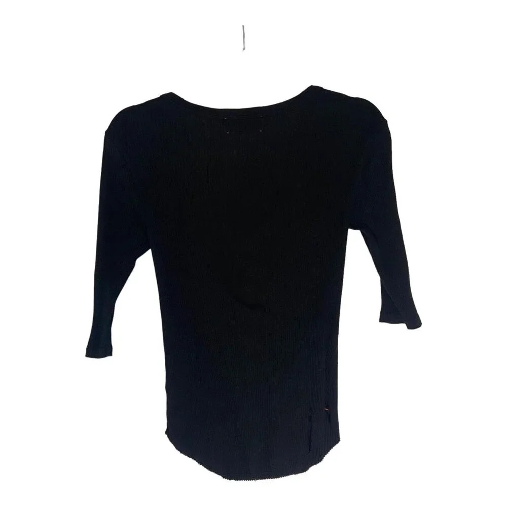 Xirena Black Ribbed Lace-Up Cotton Top-sz XS - Picture 2 of 7